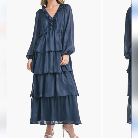 Tiered Long Sleeve Maxi Dress - Picture 1 of 3